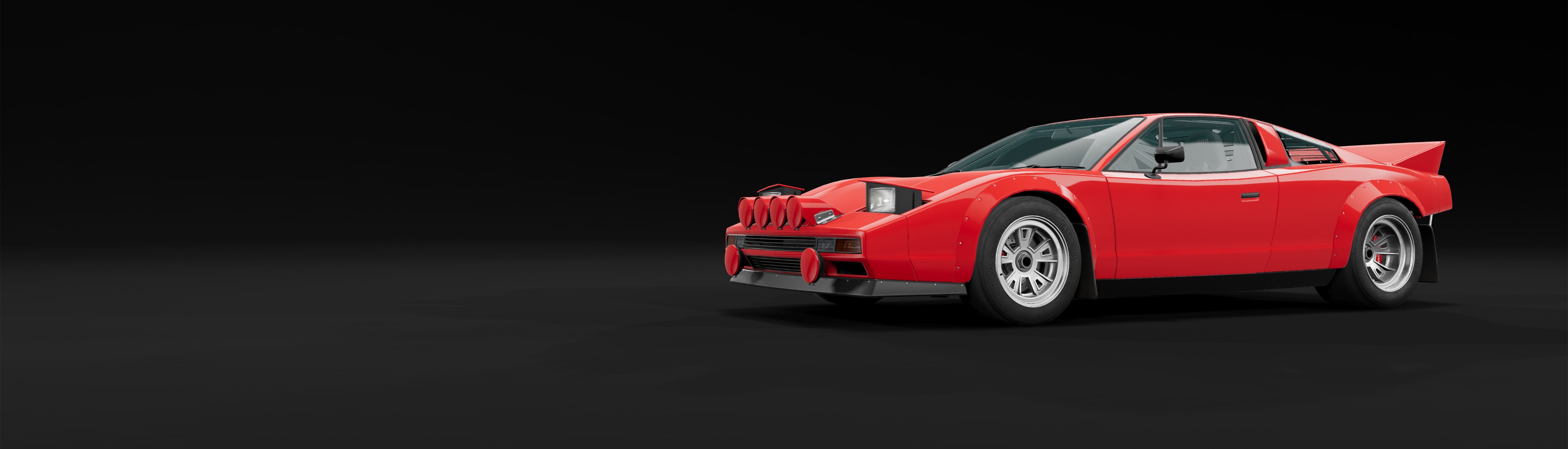 The PataLand section: a background composed of a BeamNG.drive screenshot which is a car in a showroom